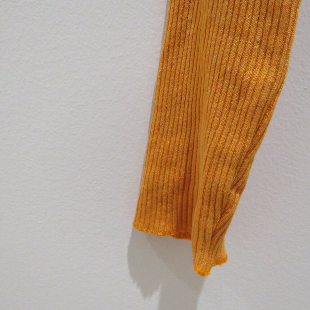 ARITZIA WILFRED Nova Ribbed Turtleneck Cropped Top in Orange Burst Small Y2K - Picture 8 of 14